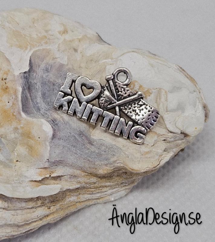Berlock I love knitting, antiksilver, 5-pack