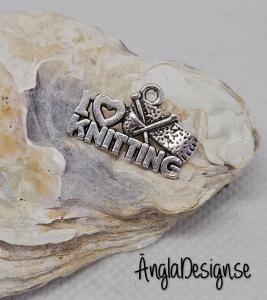 Berlock I love knitting, antiksilver, 5-pack