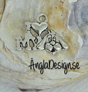 Berlock I love my dog, antiksilver, 1-pack