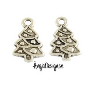 Berlock julgran, antiksilver, 2-pack