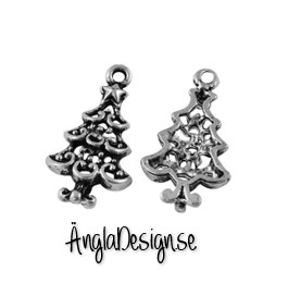 Berlock julgran, antiksilver, 2-pack