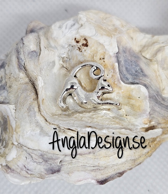 Berlock katt som sträcker ut sig, antiksilver, 3-pack