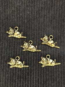 Berlock katt antikguld, 5-pack