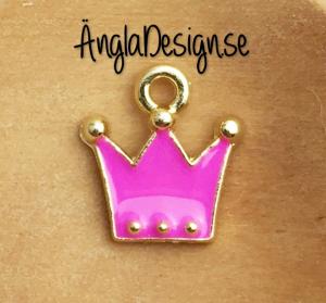 Berlock krona emaljerad 11x12mm rosa/guld, 1st