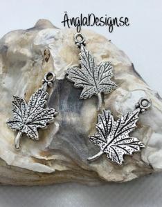 Berlock vackert löv dubbelsidigt i antiksilver, 3-pack