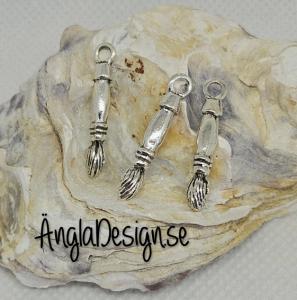 Berlock pensel dubbelsidig, antiksilver, 3-pack