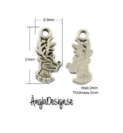 Berlock renen "Rudolf", antiksilver, 3-pack