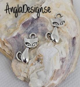 Berlock sittande katt, antiksilver, 10-pack