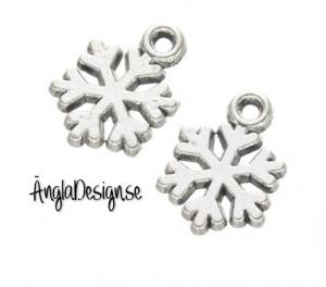 Berlock liten snöflinga antiksilver, 10-pack