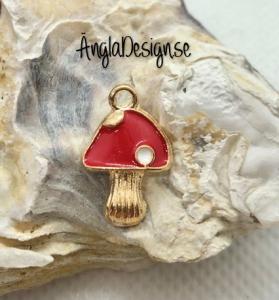 Berlock svamp emaljerad, guldfärg pläterad, 1st