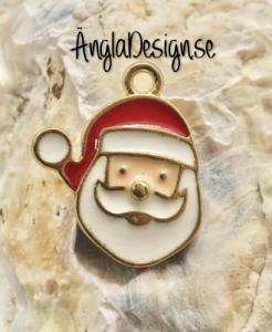 Berlock tomte ansikte emaljerad, guldfärg pläterad, 1st