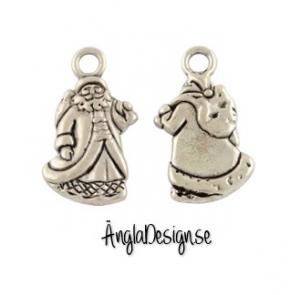 Berlock Tomte dubbelsidig, antiksilver, 2-pack