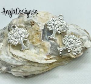 Berlock livets träd i ljust silver, 3-pack