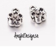 Berlockhållare söt liten blomma i antiksilver, 10-pack