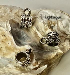 Berlockhållare prickig i antiksilver,5-pack