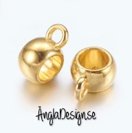 Berlockhållare slät stilren, guldfärgade , 10-pack