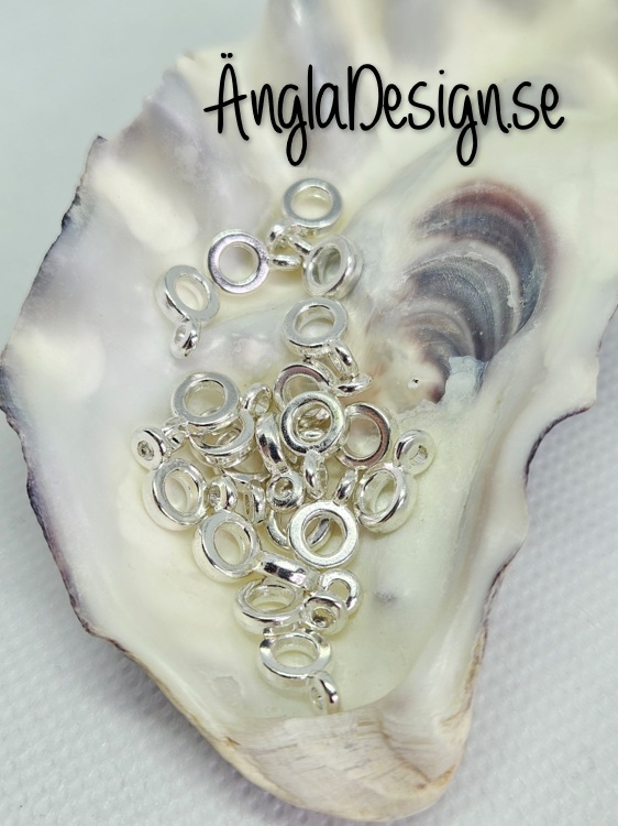 Berlockhållare slät smal, ljust silver, 20-pack