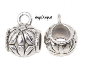 Berlockhållare stor tub blomma 13x10mm i antiksilver, 5-pack