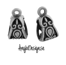 Berlockhållare, hjärt dropp mönster antiksilver, 5-pack