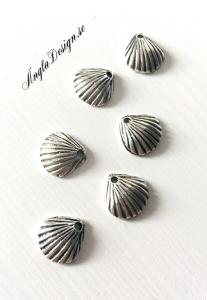 Berlock, antiksilver, liten snäcka, 10-pack