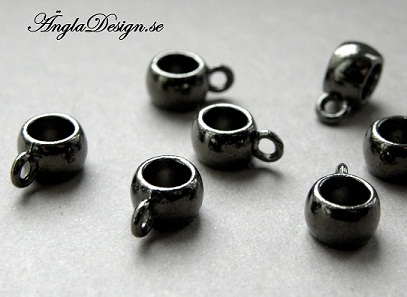 Berlockhållare slät stilren svart/gunmetal, 11x8mm, 10-pack