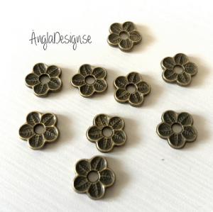 Mellandel platt slät blomma, brons, 20-pack
