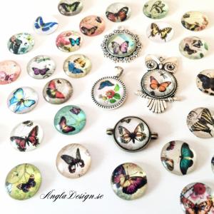 Glasbubbla 14mm, med fjärilar, 5-pack