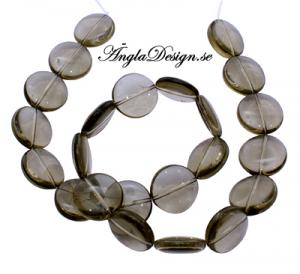 Glascoin 15mm, rök grå, 1 sträng