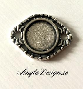 Connector ram, antiksilver, mönstrad för 14mm, 4-pack