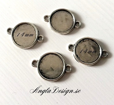 Andrasortering: Connector ram, slät antiksilver, för 14mm, 4-pack