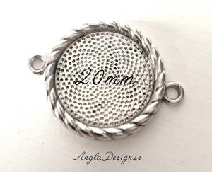 Connector ram med repkant antiksilver, för 20mm, 1st