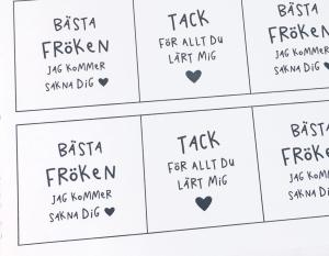 Budskap/text för 25mm ”bästa fröken..mm” 5st rutor
