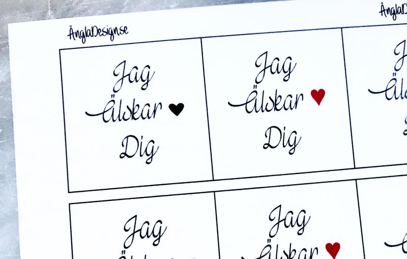 Budskap/text för 25mm ”jag älskar dig” 5rutor