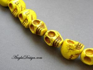 Magnesit döskalle stor, gul, 5 pack