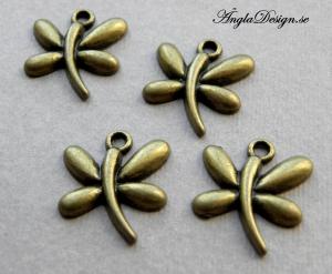 Berlock liten trollslända, brons, 4st