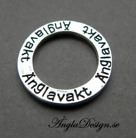 Affirmationsring,/ ordring "Änglavakt" antiksilver, 1st