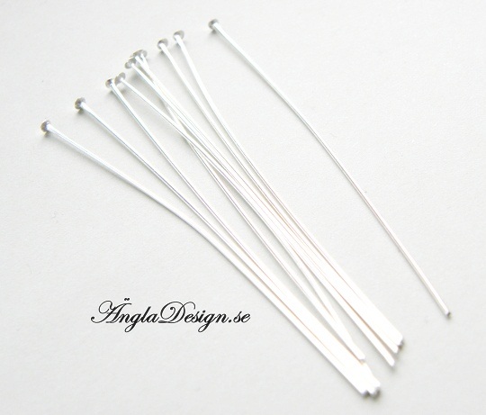 Hattpinnar ljust silver 5cm, 20-pack