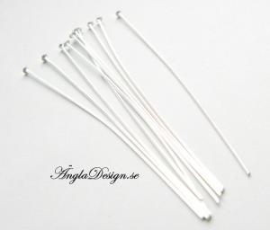 Hattpinnar ljust platinafärg, 6cm, 20-pack