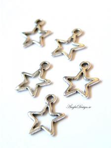 Berlock liten stjärna, antiksilver, 10-pack