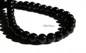 Glaspärlor rund 6mm, svart, 1sträng