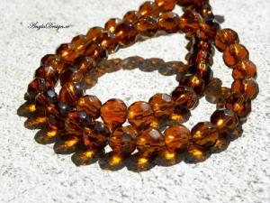 Glaspärlor facetterad rund 10mm mörkbrun, 20-pack