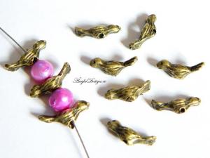 Mellandel mini fågel, brons, 10-pack
