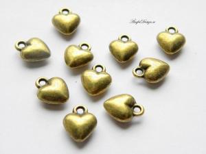 Berlock litet sött bulligt hjärta, brons, 10-pack