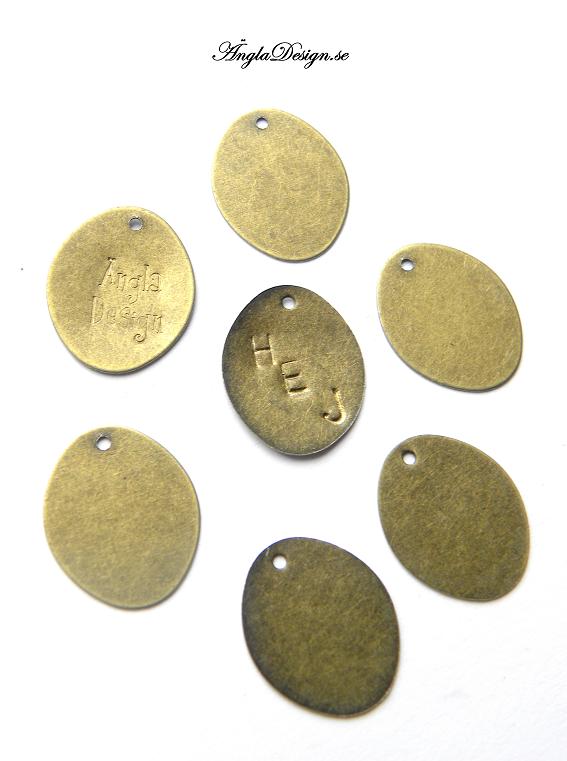 Andrasortering Berlock Oval tag, 14x10mm, brons, 10-pack