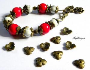 Pärlhatt 3-bladigt löv, brons, 10-pack