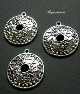 Hänge runt med blommor, antiksilver, 28mm, 1-pack