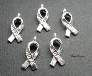 Berlock, band med texten "HOPE", ljust silver, 10-pack