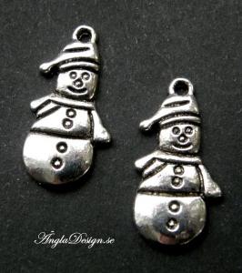 Berlock snögubbe, antiksilver, 2st