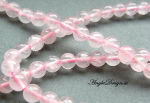 Rosenkvarts, rund 6mm, 1 sträng