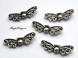 Mellandel vinge "älva", 22mm antiksilver, 10-pack